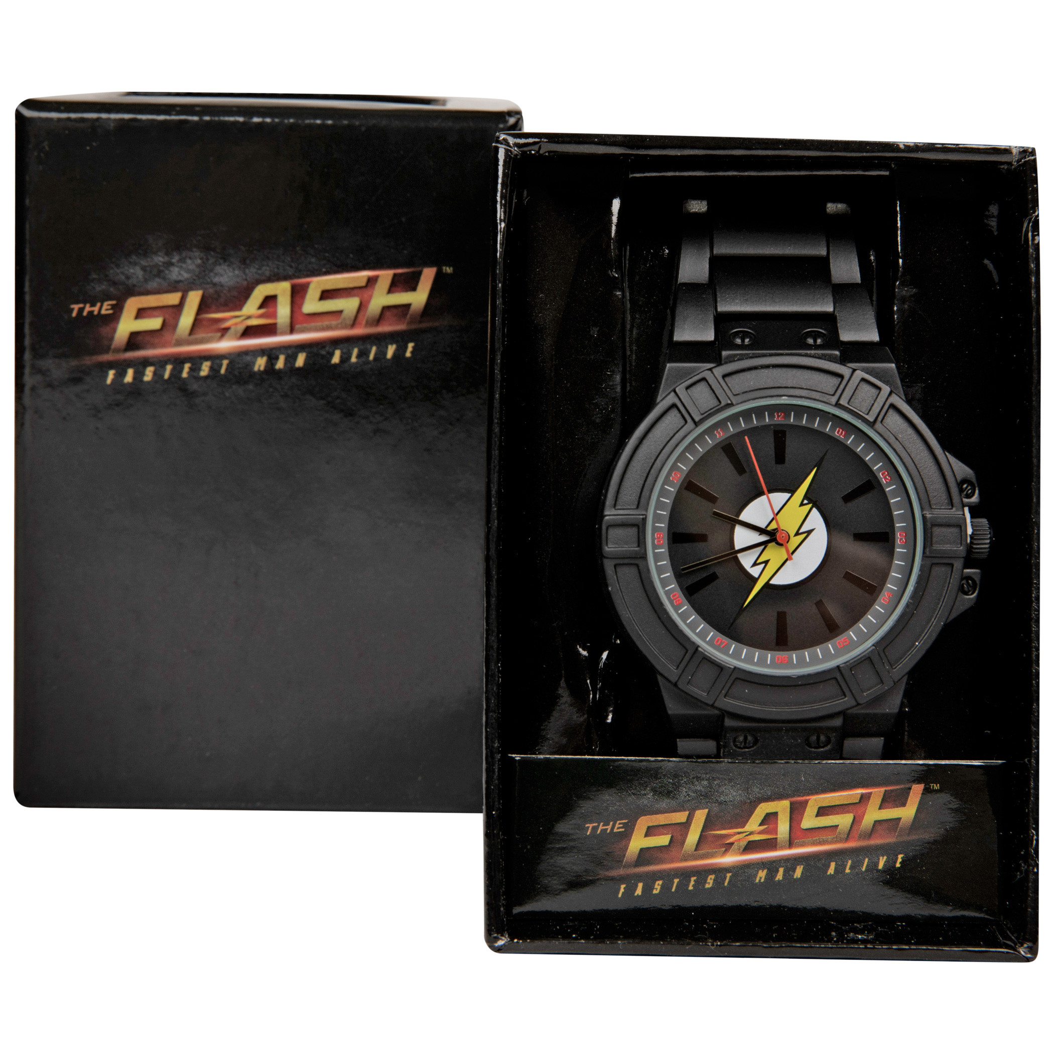 DC Comics Flash Classic Symbol Watch Face with Black Metal Band